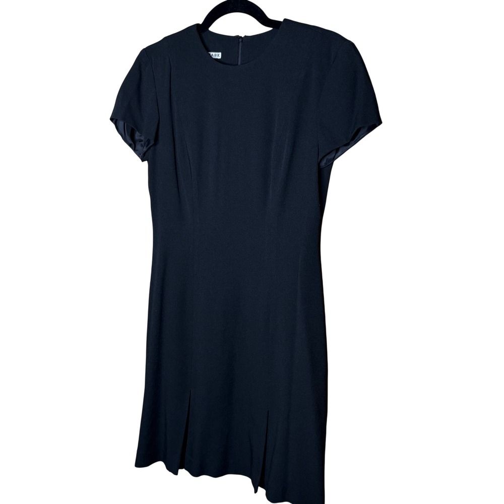 Geary Roark Womens Black 100% Wool Short Sleeve Pleated Sheath Dress Size 4 USA